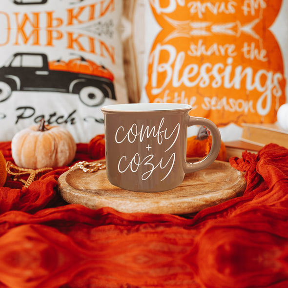 Fall Mugs Buy - Comfy + Cozy Brown Ceramic Coffee Mug for Fall Time