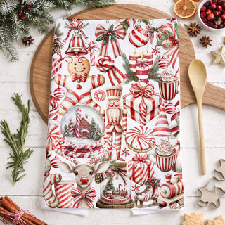 festive candy cane kitchen towel gift for women holiday decor
christmas candy towel kitchen decor
red white christmas towel for kitchen
holiday candy cane towel for baking