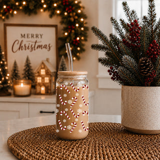Glass Christmas tumbler – 17oz holiday drinkware for home or office
Christmas kitchen decor – festive glass tumbler with bamboo lid
