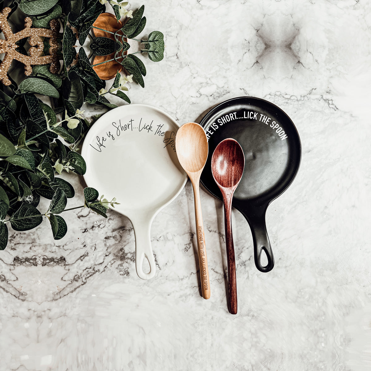 Ceramic Spoon Rest – 'Kiss The Cook, She's Polish' Decorative Kitchen Gift For Women