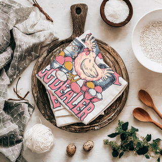 Cottage farmhouse Easter towel chicken egg dealer
Retro pink lettering kitchen towel chicken farm humor
Country kitchen humor towel chicken egg dealer spring
Farmhouse comedy Easter towel chicken eggs design