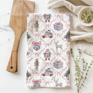 chinoiserie christmas decor with deer tree and bows towel
pink and blue christmas aesthetic chinoiserie tea towel
elegant vintage chinoiserie christmas kitchen accessory towel
designer inspired chinoiserie christmas decor tea towel
boutique style christmas kitchen towel chinoiserie aesthetic