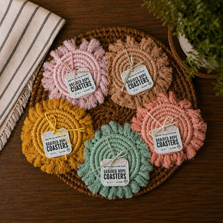 Pastel Braided Tassel Coasters