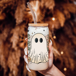 Garden party ghost tumbler
Botanical halloween present
Cottage witch gift glass
Witchcore garden tumbler
Grandmacore spooky glass
Boho witch drinkware