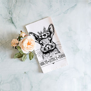 Botanical wildflower bunny kitchen towel black white
Vintage typography bunny dish towel farmhouse Easter
Locally grown bunny kitchen towel botanical rustic
Serif font bunny towel vintage black white spring
