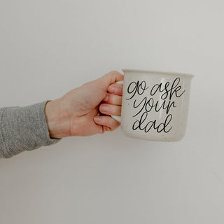 go ask your dad mug on colorful background
funny mom life quote coffee mug
gift idea for mom who handles all the questions
ceramic mom mug with go ask your dad saying
go ask your dad mug for stay at home moms
go ask your dad mug for working moms
cute neutral mom coffee cup with script text
aesthetic lifestyle photo with go ask your dad mug