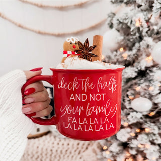 sarcastic Christmas cup for family holiday parties
funny festive mug for holiday movie watching
funny Christmas mug for family gatherings
deck the halls funny holiday coffee mug
sarcastic Christmas ceramic coffee cup
Christmas mug for people who love humor