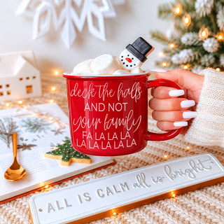 Bring humor to the holidays with our “Deck The Halls And Not Your Family” Christmas ceramic coffee mug. Available in festive red or green, this funny holiday mug is perfect for coffee lovers, hot cocoa nights, Christmas kitchen decor, Secret Santa gifts, stocking stuffers, and anyone surviving family gatherings one sip at a time.