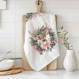 christmas gift idea kitchen towel deer wreath
holiday gift for mom farmhouse kitchen towel deer
hostess gift christmas towel deer decor
unique christmas gift deer kitchen towel
giftable holiday kitchen towel rustic deer design