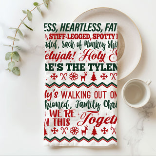 kitchen towel for holiday entertaining funny decor
decor that sparks conversation christmas kitchen towel
christmas kitchen accent towel funny design
kitchen decor with humor christmas towel