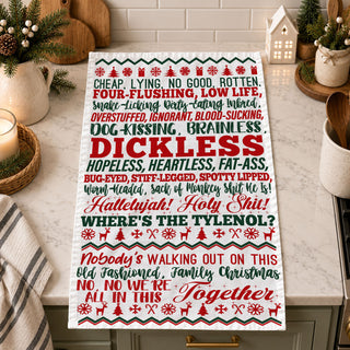 funny decor for holiday hosting kitchen towel
holiday emotions humor kitchen towel festive
christmas mood funny kitchen towel decor
kitchen towel for festive but chaotic holidays