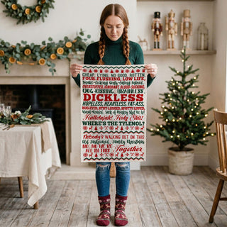 funny christmas gift for adults kitchen towel
white elephant gift funny christmas towel
gag gift holiday kitchen towel funny quote
gift for friend who loves christmas movies towel
unique christmas gift humorous kitchen towel decor