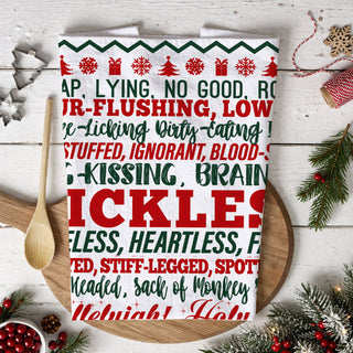 funny gift idea for christmas party kitchen towel
gift for coworker funny christmas kitchen towel
holiday gag gift kitchen towel with funny quotes
gift for host funny christmas decor towel