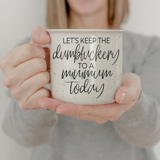 Minimalist design ceramic mug with sassy quote
Large coffee mug with funny morning motivation quote
Funny gift mug for coworkers and office humor lovers
White speckled coffee mug with black typography humor