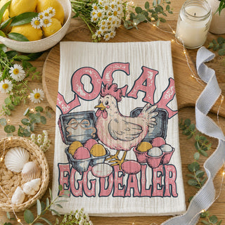 Pink lettering chicken kitchen towel egg dealer Easter
Retro typography farm towel chicken eggs spring
Denim overalls chicken kitchen towel egg dealer humor
Colorful eggs kitchen towel chicken farm Easter design
rustic spring egg dealer tea towel
easter gift idea for farm mom