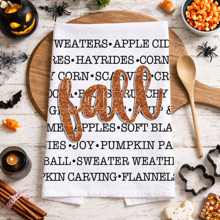 Autumn phrases Fall dish towel, tea towel or hand towel
Farmhouse fall words kitchen towel
Modern fall word art dish towel
modern fall typography kitchen towel
fall kitchen towel with list of autumn favorites