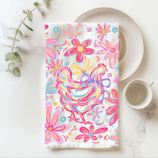 Pink yellow blue chicken towel bohemian Easter spring
Boho farmhouse chicken kitchen towel colorful floral
Artistic chicken dish towel whimsical boho spring design
Easter chicken kitchen towel bohemian colorful flowers