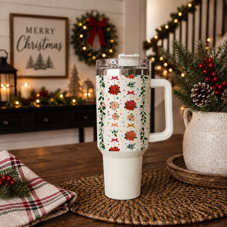 Christmas floral wraparound design
floral tumbler full wrap design
botanical holiday tumbler wrap
Christmas tumbler shown from multiple angles
three views of floral Christmas tumbler
40oz Christmas tumbler full pattern view
floral holiday wraparound tumbler
Christmas tumbler top half floral wrap
pink red green floral tumbler design
poinsettia bow Christmas tumbler design
Christmas flower tumbler product showcase
floral Christmas tumbler gift for women
40oz botanical Christmas tumbler

