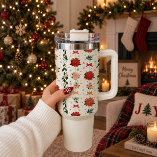 pink poinsettia Christmas tumbler
red poinsettia holiday tumbler
floral Christmas cup with handle
Christmas tumbler with floral garland design
holiday tumbler with poinsettias and greenery
Christmas flower tumbler for women
feminine botanical holiday tumbler
grandmillennial floral Christmas cup
grandmillennial Christmas drinkware gift
pink and red Christmas floral tumbler
botanical Christmas tumbler with bows
floral holiday cup with festive greenery
Christmas tumbler with tiny bows and flowers
