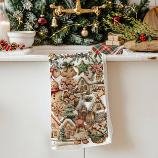 festive gingerbread sweets kitchen linen
gingerbread dessert themed Christmas towel
Christmas cookie display kitchen towel
gingerbread baking aesthetic towel
holiday cookie village decor towel