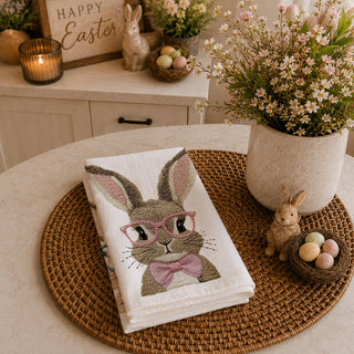 Farmhouse Easter bunny kitchen towel gift for mom
Vintage inspired Easter rabbit kitchen towel with glasses
Cottagecore spring bunny tea towel for farmhouse kitchen
Cute Easter bunny dish towel for country kitchen decor
Whimsical bunny with glasses kitchen towel for Easter
Pastel Easter bunny kitchen towel for spring home decor
Easter rabbit flour sack towel for farmhouse kitchen
Cute bunny Easter kitchen decor gift for women