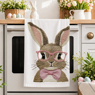 Cottagecore rabbit tea towel for spring farmhouse kitchen
Cute Easter bunny kitchen towel gift for mom or grandma
Preppy Easter bunny tea towel with blue and pink accents
Whimsical rabbit kitchen towel for spring cottage decor
Farmhouse Easter bunny flour sack kitchen towel with glasses
Cute rabbit dish towel for pastel Easter kitchen decor
Bunny with glasses and bow tie Easter tea towel
Modern farmhouse Easter rabbit kitchen towel gift
Blue bunny kitchen towel for boy Easter decor
Pink bunny kitchen towel 