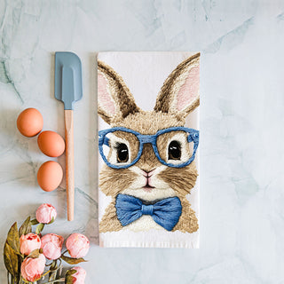 Blue bow tie bunny embroidered dish towel spring
Pink bow tie bunny 3D kitchen towel embroidery Easter
Nerdy bunny embroidered kitchen towel glasses farmhouse
Smart bunny 3D embroidery dish towel blue pink spring