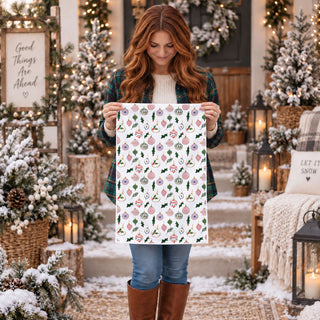 subtle christmas kitchen towel neutral home
christmas kitchen towel styled with greenery decor
holiday kitchen towel with cutting board aesthetic
kitchen towel flat lay christmas ornament styling
flour sack christmas towel absorbent kitchen
soft cotton dish towel christmas print
decorative and functional christmas kitchen towel