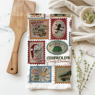 christmas comedy fan gift kitchen accessory
funny holiday film quote inspired towel
vintage holiday cinema inspired kitchen towel
absorbent christmas dish towel for holiday baking
flour sack christmas towel for kitchen use