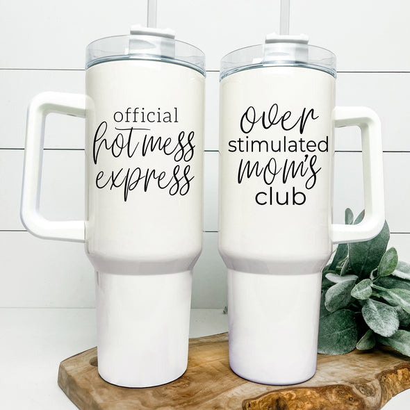 Mom Travel Mugs with straw and handle
