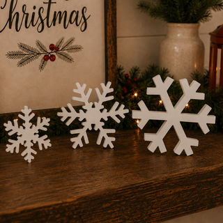 Set of three white wooden snowflake Christmas decorations
Snow Day white wooden snowflake decorations set of three
Freestanding white MDF snowflake holiday decorations
White wooden Christmas snowflakes in three coordinating sizes
Decorative white snowflake figurines for Christmas displays
Set of three freestanding wooden winter snowflakes
MDF snowflake Christmas decorations for indoor display
White tabletop snowflake decorations for the holidays
Wooden snowflake figurines for Christmas home décor