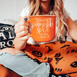 bold orange mug with anti pumpkin spice message
funny coffee mug for autumn mornings
fall mug for people who prefer regular coffee
humorous fall coffee cup with seasonal joke