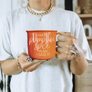funny fall coffee mug with bold orange color
autumn novelty mug for sarcastic seasonal vibes
bright orange coffee cup on fall styled tray
funny adult fall mug with strong opinion