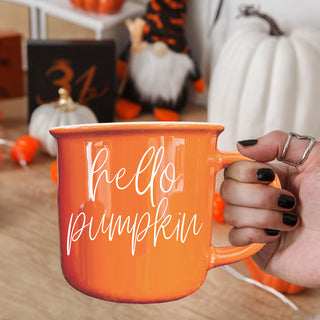 hello pumpkin coffee cup perfect for fall selfies
hello pumpkin mug styled with hat and boots
hello pumpkin fall mug for pumpkin spice bar setup
hello pumpkin mug for autumn home office coffee break
