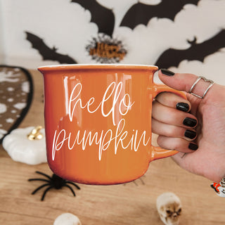hello pumpkin mug for instagram fall flatlay
hello pumpkin autumn mug beside candles and pumpkins
hello pumpkin oversized coffee mug for hot cocoa