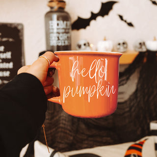 hello pumpkin autumn mug with neutral outfit
pumpkin spice latte mug with hello pumpkin text
cute orange fall mug for pumpkin lovers