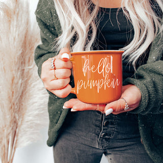Bulk hello pumpkin mug lifestyle photo on white couch
hello pumpkin fall drinkware for seasonal lattes
cute hello pumpkin mug for thanksgiving coffee wholesalers