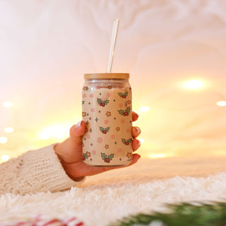retro pink Christmas drinkware
girly Christmas glass cup
pink holiday coffee tumbler
cute Christmas coffee cup for women
bold Christmas tumbler design
