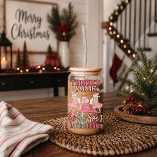 pink Christmas iced coffee cup
retro Santa Christmas tumbler
funny holiday glass cup for women
Christmas coffee cup with naughty saying