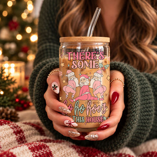 adult humor Christmas tumbler
funny Santa coffee cup
pink retro Christmas glass cup
Christmas tumbler with holly and snowflakes