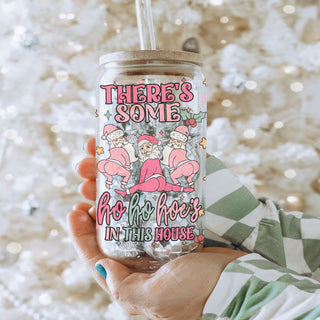 cute pink Christmas cup
pink and green Christmas tumbler
pastel Christmas glass cup
retro holiday coffee glass
vintage inspired Christmas tumbler
playful Christmas drinkware
funny festive glass cup