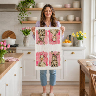 Easter kitchen towel fabric texture
spring kitchen towel design detail
painterly bunny spring towel detail
painterly goose Easter towel detail
leopard pattern bunny towel detail
leopard print goose towel detail
pink Easter kitchen towel product image
spring bunny goose kitchen decor photo
Easter towel with pink tulips background
spring towel with bunny decor
Easter towel with pastel eggs