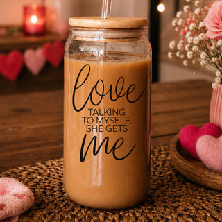 Love Talking to myself she gets me gift.
Funny Self Love Gifts.
Self love tumblers.
Self love gifts for valentines day
Self love gifts for galentines.
20oz Tumbler Glass
valentines gifts for husband