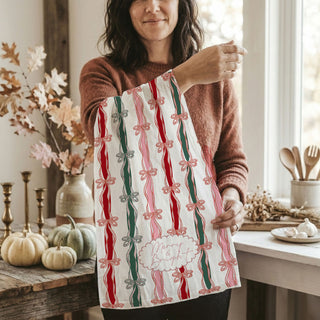 christmas towel gift for hostess with festive bow design
holiday kitchen towel for christmas party and entertaining
cute christmas dish towel for gift baskets holiday season
festive kitchen accessory towel for baking and decorating
christmas home decor towel with merry bright design