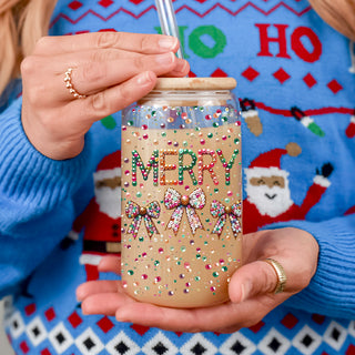 Trendy Christmas gifts Merry glitter glass tumbler 17oz - Holiday sequin coquette bow drinkware bamboo lid
Cute Christmas drinkware Merry sequin glass tumbler 17oz - Holiday glitter coquette bow coffee cup bamboo lid
