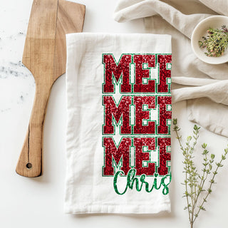 decorative christmas dish towel with winter holiday design elements
kitchen towel with festive santa bows cocoa and christmas lettering
seasonal kitchen towel with dual print holiday decor design
christmas towel with decorative graphics and festive kitchen theme
holiday towel with detailed christmas illustrations and script text