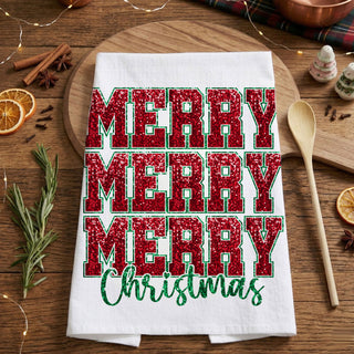 christmas kitchen towel with santa illustration bows and winter icons
holiday towel with festive christmas characters and decorative elements
kitchen towel with santa figure bows and cozy winter drink design
christmas towel featuring santa trees cocoa and festive holiday icons