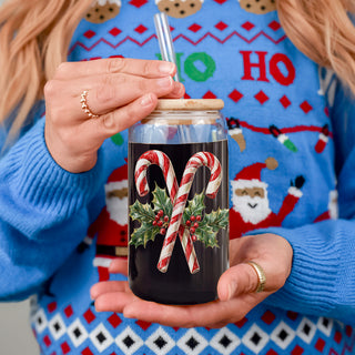 Christmas gifts under $30 candy cane holly glass tumbler 17oz - Holiday traditional coffee cup bamboo lid straw
Secret Santa gifts candy cane holly glass cup 17oz - Christmas traditional coffee tumbler bamboo lid