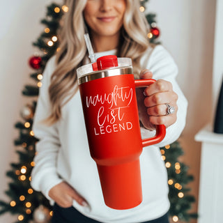 Large Christmas Coffee Mugs Red, Funny Tumblers for Holiday Gifts
Holiday party gift tumbler - naughty list legend adult humor