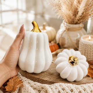 luxury fall decor white ceramic pumpkins gold detail
high end home decor white pumpkins minimalist aesthetic
designer inspired fall decor white pumpkin accents
elevated autumn styling white ceramic pumpkins
chic luxury pumpkin decor neutral fall home